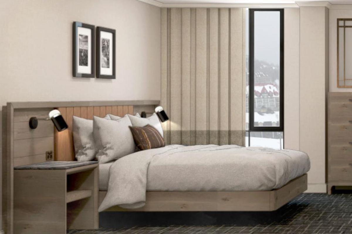 Hotel Fairmont Tremblant Esterno foto A bedroom at the 2019-opened Hilton Garden Inn in Lake Placid, New York